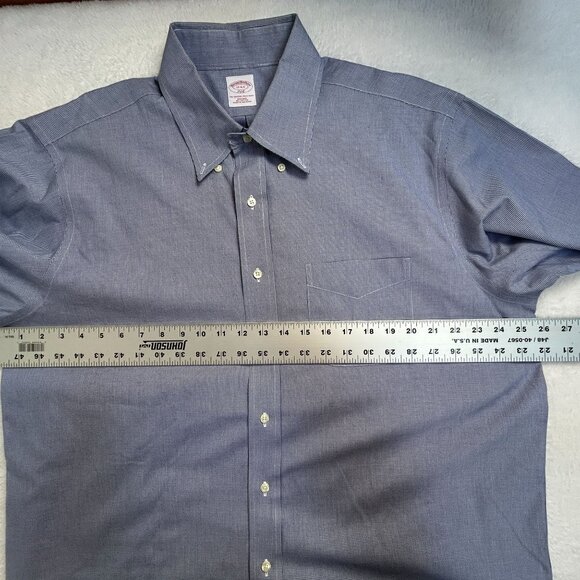 Brooks Brothers 346 Original Polo Mens Non-Iron Cotton Shirt Size 17-4/5 Blue - Picture 6 of 7